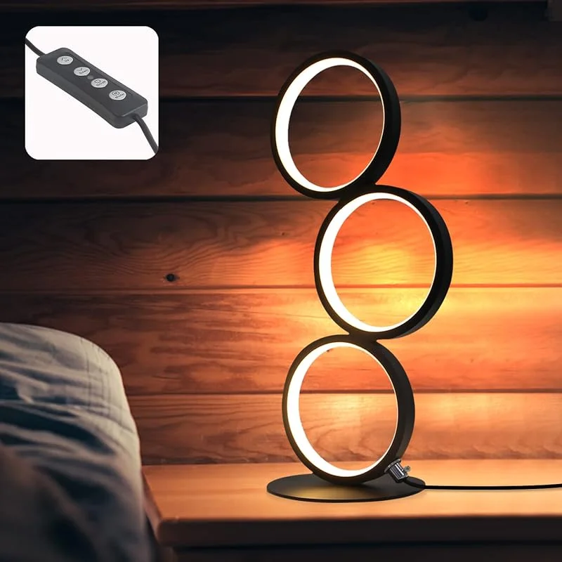 GBLY LED Bordslampa Dimmar Modern Sänglampa Svart Ringformad Aluminium — Hushållselektronik