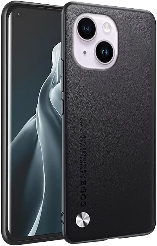 HONLEN Telefonfodral kompatibelt med iPhone 15 (6, 1 tum) businessfodral i läder med baksida svart — Mobil och surfplatta