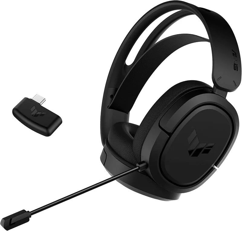ASUS TUF Gaming H1 Wireless Headset (Discord Certified Mic, 7.1 Surround Sound, 40mm Drivers, 2.4GHz, USB-C, Lightweight, 15 Hour Battery Life, For PC, Mac, Switch, Mobile Devices, PS4, PS5)- Black — Hörlurar och ljud