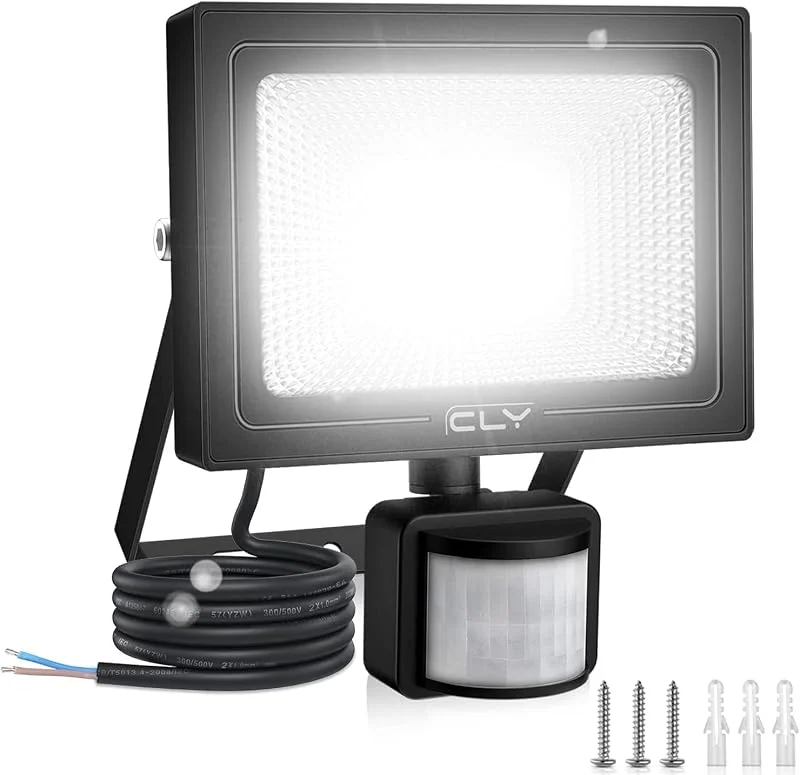 CLY 25W LED-spotlight med rörelsedetektor, LED-spotlight 2000LM IP66 vattentät, utomhusspotlight superljus, kallvit, LED-strålkastarsensorlampor för trädgård, bakgård, garage, dörrar — Smart belysning