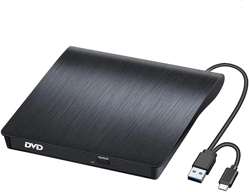 BEVA USB 3.0 Bärbar CD, DVD +, -RW Drive, Slim Dvd, CD Rom Rewriter Brännare för Bärbar Dator, Windows 10, 8, XP och Linux Os, Apple Mac Macbook Pro — Portabel digital och ljud