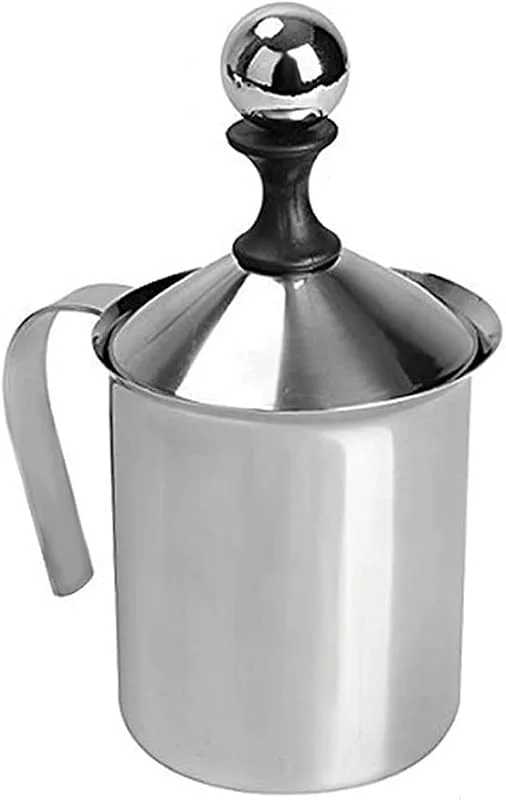 manuell mjölkskummare, rostfritt stål handpump Mjölkskummare Handhållen mjölkskummande krukor, manuell manövrerad mjölkskummakare Japansk dubbelskiktad handskum (400 ml) — Kök & Hushåll
