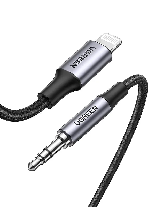 UGREEN Lightning Jack Kabel 3, 5 mm Hörlurar Aux Adapter(1M) — Mobil och surfplatta