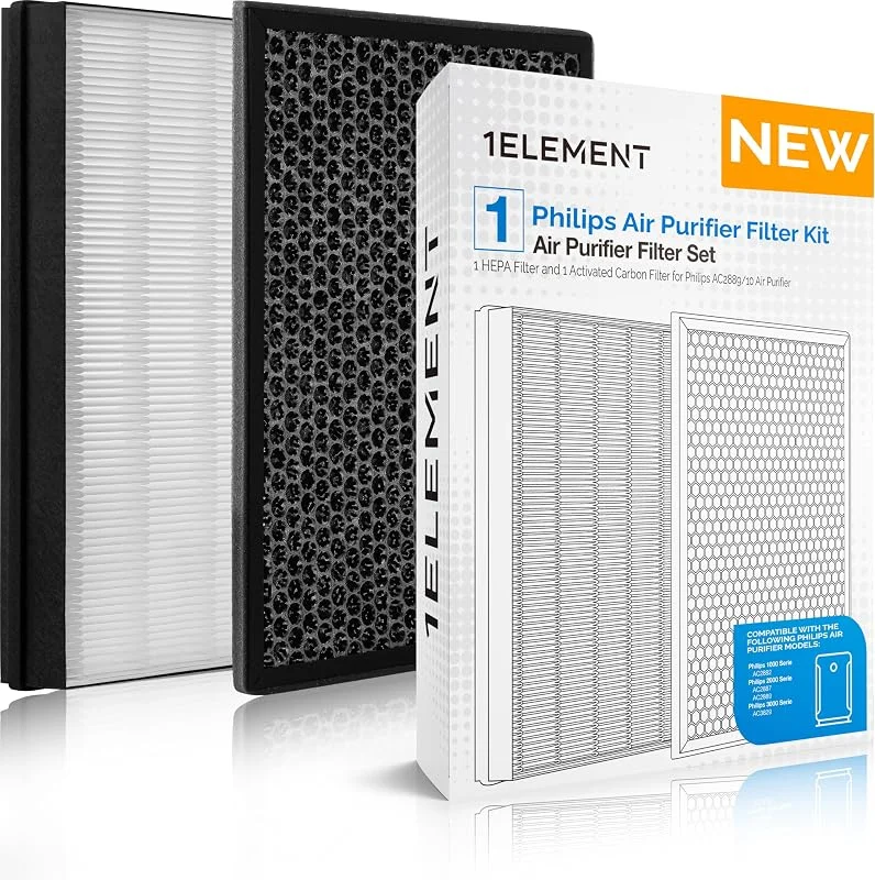 2-pack filterset för Philips luftrenare [AC2882, AC2887, AC2889 & AC3829] – 1 HEPA-filter & 1 aktivt kolfilter – ersätter FY2422 & FY2420 — Hushållselektronik