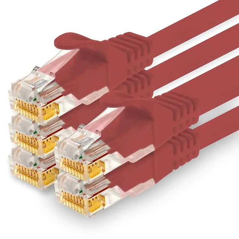 0, 5 m nätverkskabel, Ethernet, LAN och patchkabel för maximal internethastighet och ansluter alla enheter med RJ 45-uttag röd – 5-pack — Laddning och kablar