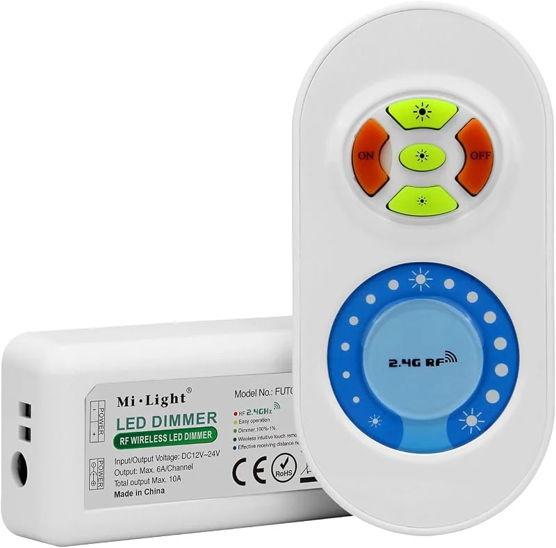 LIGHTEU®, 2.4G fjärrkontroll och LED-stripkontrollsats för enfärgad LED-strip, dimmer, Milight Miboxer Fut021 — Smart belysning