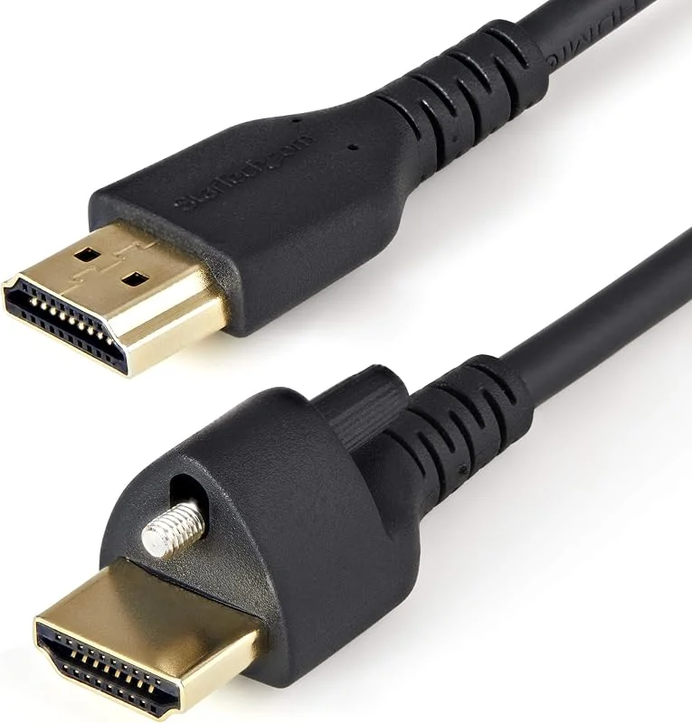 StarTech.com 1 m (3 fot) HDMI-kabel med låsskruv – 4K 60Hz HDR – höghastighets HDMI 2.0 skärmkabel med låsskruvkontakt för säker anslutning – HDMI-kabel med Ethernet – M, M (HDMM1MLS) — Datortillbehör