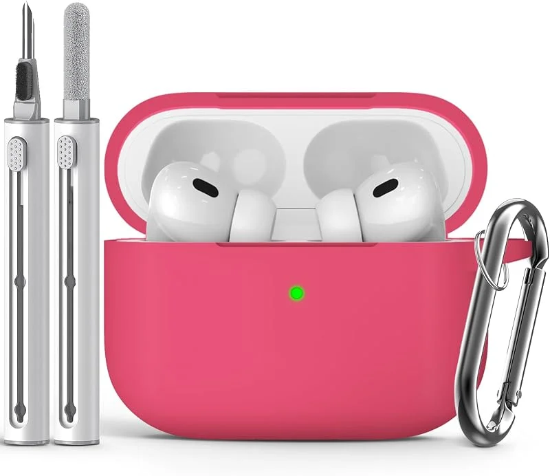 Inesore Compatible with Airpods Pro 2nd, 1st Cases Cover, Silicone Protective Case for Apple Airpods Pro 2nd, 1st Generation Charging Case with Keychain and Cleaner Pen, for Women Men (Rose Pink) — Mobil och surfplatta