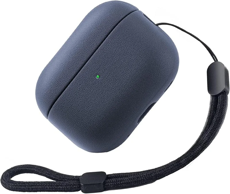 Teyomi fodral kompatibelt med Airpods Pro 3, TPU-skyddsfodral kompatibelt med Airpods Pro 3 generationen med handledsrem, texturdesign (Mörkblå) — Mobil och surfplatta