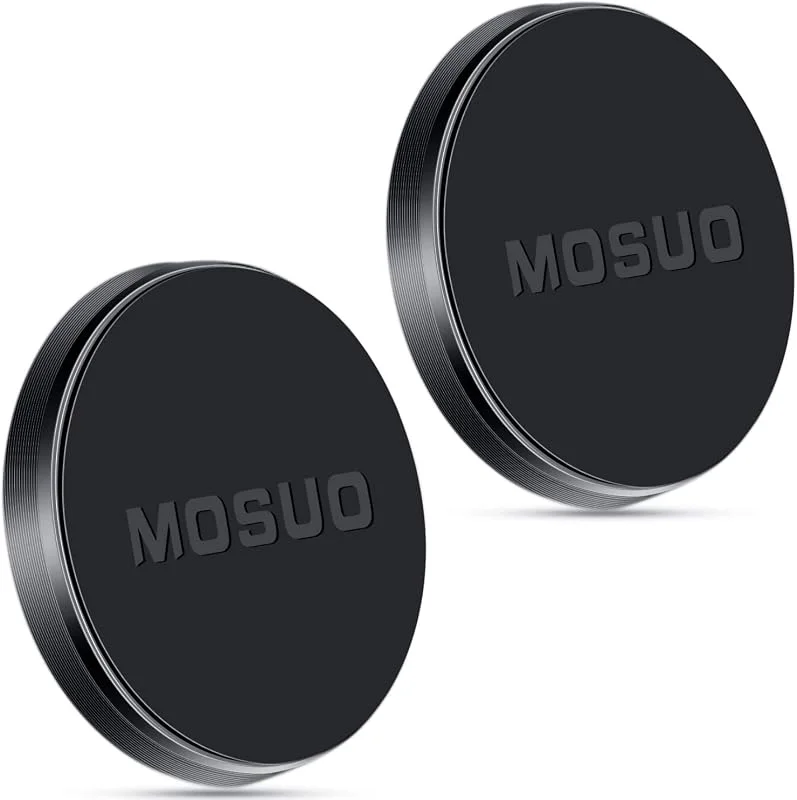 MOSUO Magnetisk biltelefonhållare, 2-pack bilmagnet med 4 metallplattor telefonhållare bil instrumentbräda magnet för iPhone Samsung GPS MP3-svart — Mobil och surfplatta