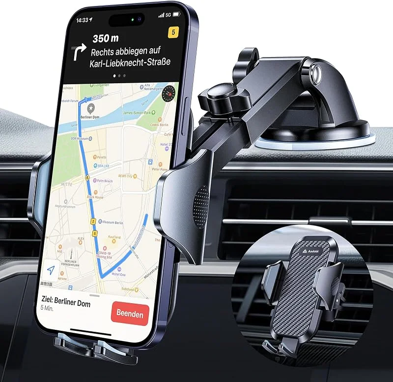 andobil biltelefonhållare, [ultrastabil] 4-i-1 universell handsfree supersug biltelefonmontering för instrumentbräda vindruta luftventil, kompatibel med iPhone 12 Pro Max 11 XR, Samsung Galaxy S21 S20 — Mobil och surfplatta
