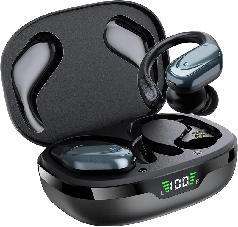 2022 trådlösa sportöronsnäckor, Bluetooth 5.2-hörlurar med mikrofon och LED-skärm, 78 h speltid, trådlösa hörlurar, in-ear, Hi-Fi-stereo, IPX7-vattentäta öronsnäckor med typ-C-snabbladdning — Hörlurar och ljud