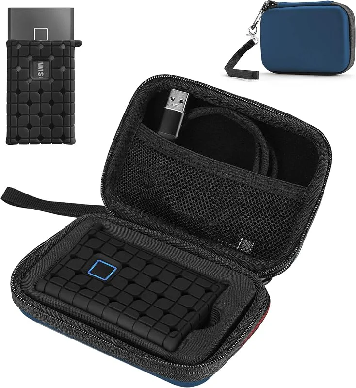 ProCase Stötsäkert bärväska + silikonskal för Samsung T7, T7 Touch bärbara externa SSD-enheter (500 GB, 1TB, 2TB), reseförvaring med hårt skal, blå — Hårvård