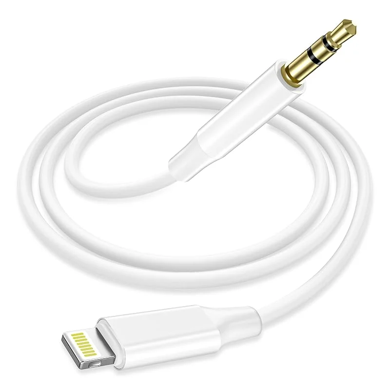Aux-kabel för iPhone i bilen, 1, 2 m 3, 5 mm jack Aux till Lightning-kabel för bilstereo, hörlurar, högtalare Kompatibel med iPad, iPhone 14, 13, 12, 11, Pro Max, X, XR, XS, 8 Plus — Mobil och surfplatta