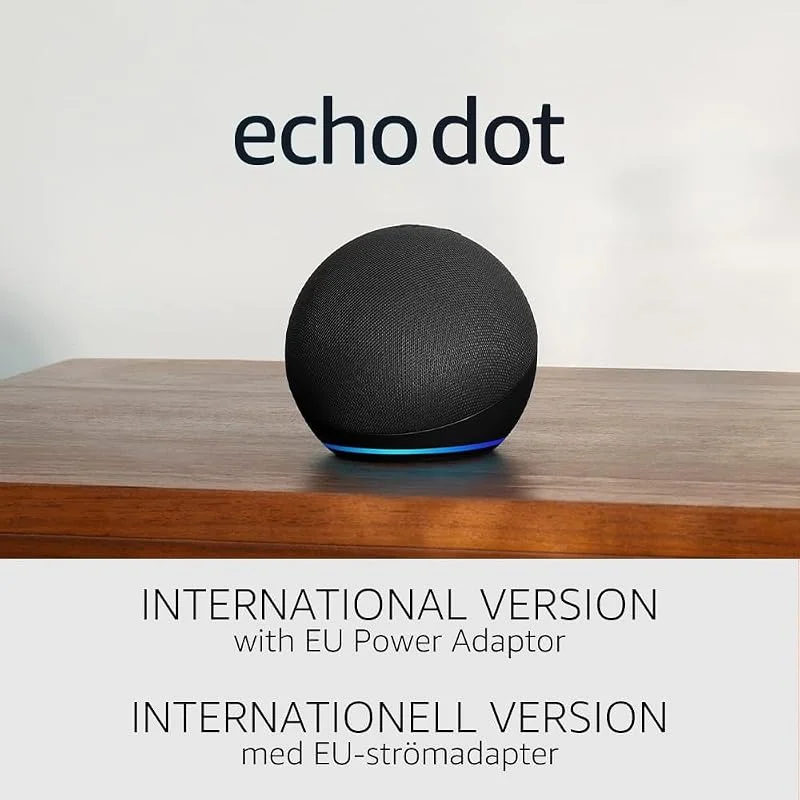 Echo Dot (5:e generationen, 2022 års version), Internationell version, Smart högtalare med Alexa, Grafitgrå, Svenskt språk ej tillgängligt — Smarta hem