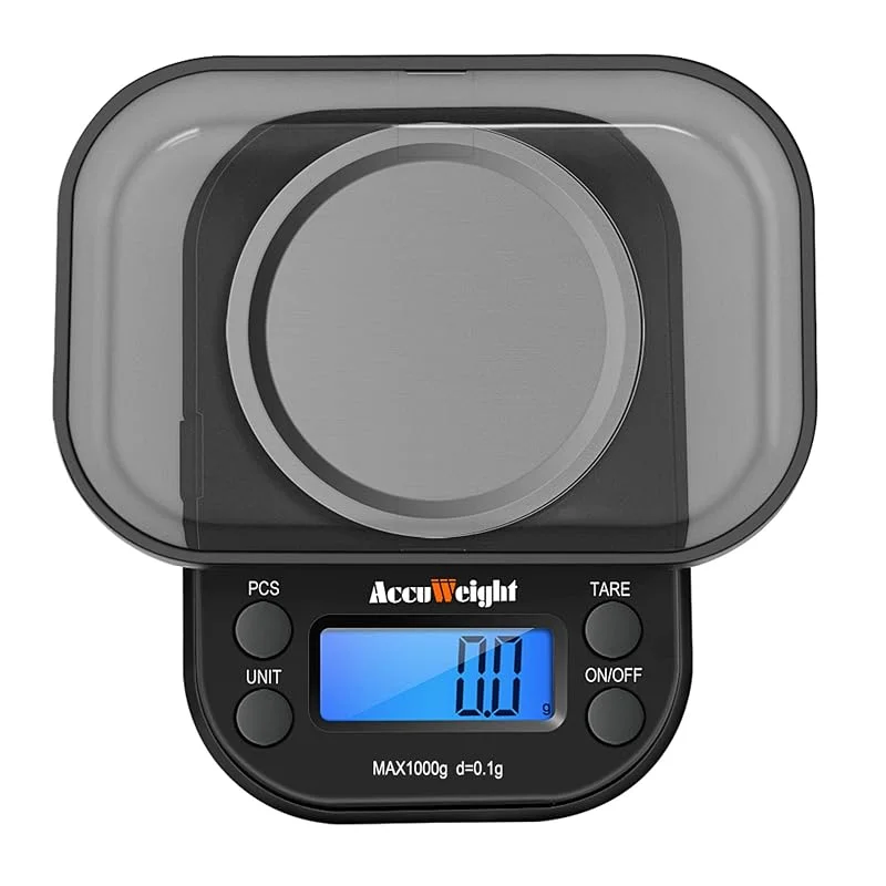 ACCUWEIGHT 255 digitala vågar ficksmycken våg bärbar mini elektronisk viktning multifunktionell precision gram våg med bakgrundsbelysning LCD-skärm, tara- och PCS-funktioner, steg om 1 000 g, 0, 1 g — Kök & Hushåll