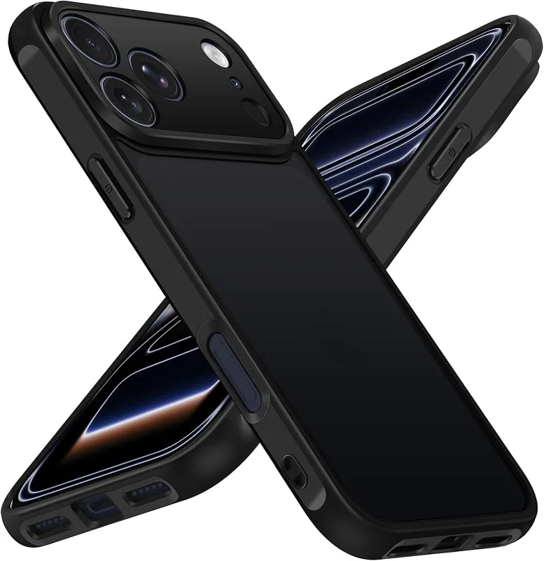 ivoler-skal för iPhone 17 Pro Max, [Militär standard] Stötsäkert, reptåligt telefonskal, matt, genomskinligt, hårt PC-skal, smalt, fingeravtrycksskyddande stötfångarskal (svart) — Mobil och surfplatta