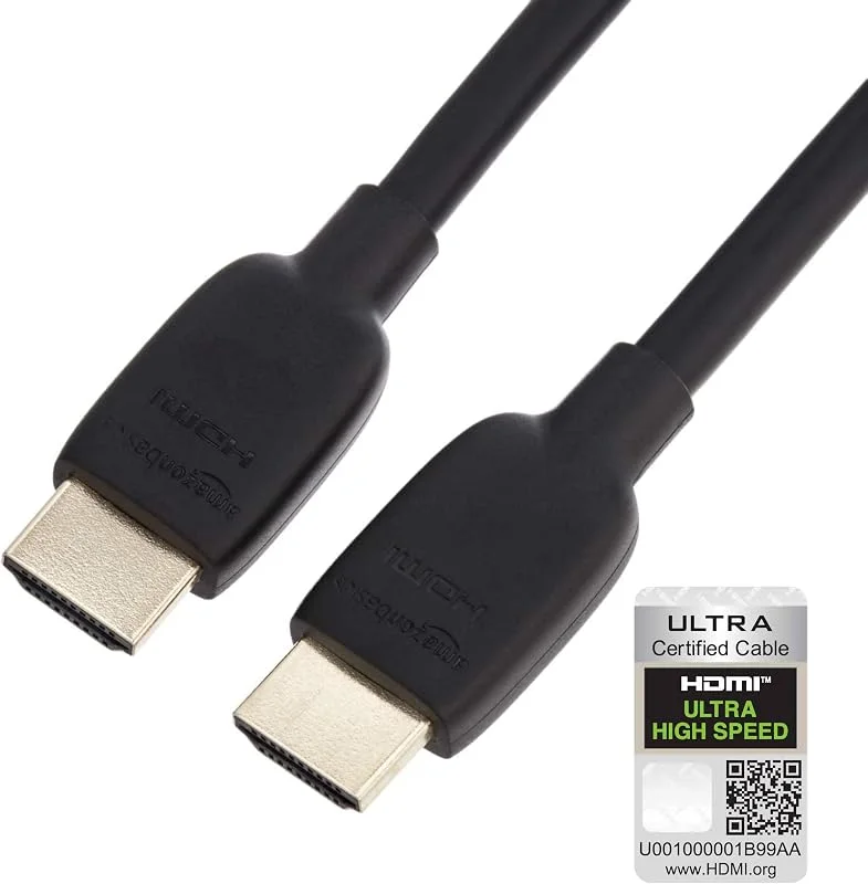 Amazon Basics Ultrahöghastighets-HDMI-kabel, 48 Gbps, 8 K, svart, 0, 9 meter — Laddning och kablar