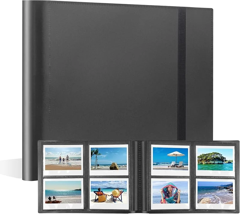 Fotoalbum Med 160 Fickor för Fujifilm Instax Wide 300 Kamera, Polaroid 600, Now OneStep2 OneStep+ 600 Instant Film Camera, POP Lab Instant Print Camera (Svart) — Portabel digital och ljud