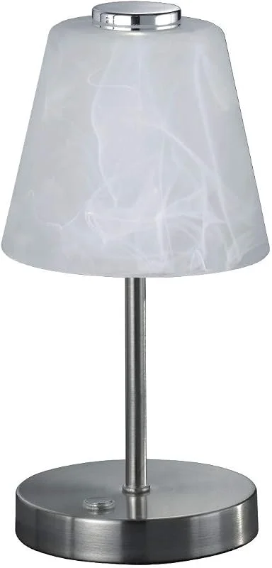 Reality Leuchten Emmy R52541907 LED bord, metall, 2, 5 watt, nickel matt, glas alabasterfärgad vit, 4x faldig touch — Smart belysning