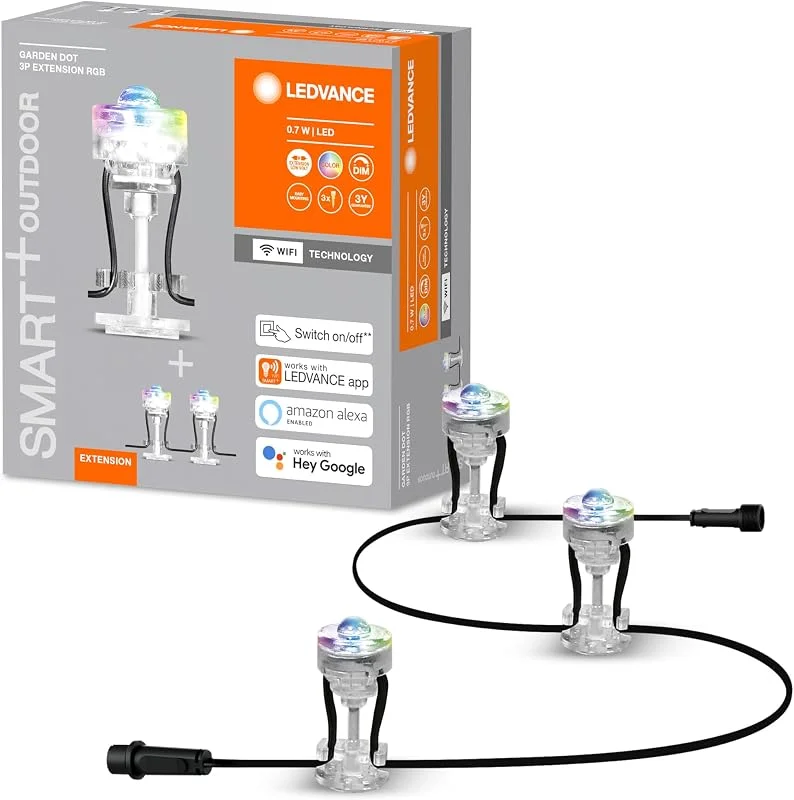 LEDVANCE LED smart trädgårdslampa, lampa för utomhusbruk, RGB ändra färger, 23, 0 mm x 96, 0 mm, SMART+ trädgård DOT MULTICOLOR [Energieffektivitetsklass A++, A+, A] — Smart belysning