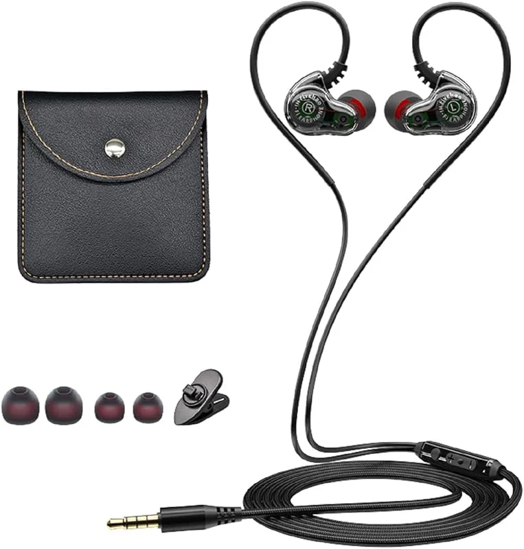Dual Drivers Hörlurar med Sladd, in Ear Headphones Wired with Ultra Bass, Trådade Hörlurar with Microphone, Noise Isolating Wired Earbuds, 3.5mm Jack 1.2m Cord — Hörlurar och ljud
