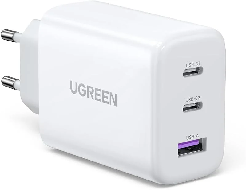 UGREEN USB-C-laddare 65W, kompakt laddare med 3 portar, PPS-snabbladdare — Mobil och surfplatta