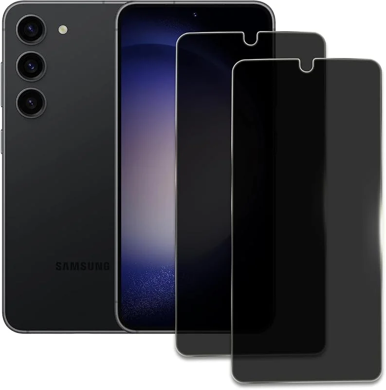 2 stycken sekretessfilter för Samsung Galaxy S23, S22, skärmskydd mot spion i härdat glas, hårdhet 9H, anti-repor, anti-fingeravtryck, inga bubblor, enkel installation — Mobil och surfplatta