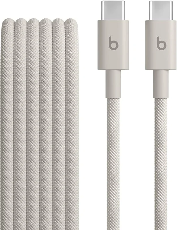 Beats vävd usb-c till usb-c-kabel, snabbladdning, tålig, trasselfri, kompatibel laddare till Apple- och Android-enheter (1, 5 m) – Sandstorm — Mobil och surfplatta
