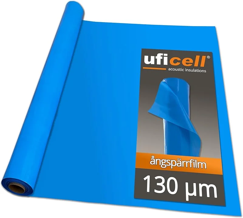 uficell Aqua-Stopp ångspärrfilm blå 2 x 25 m = 50 kvm rullfilm avjämningsfilm PE-film ångspärr 0, 13 mm stark under laminat- och parkettgolv med ökad restfukt (50 m² - 25 x 2) — Kök & Hushåll