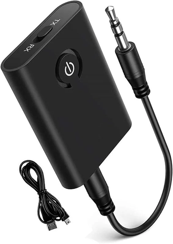 Bluetooth-adapter ljud 5.0, 2-i-1 Bluetooth-sändningsmottagare, Bluetooth-sändare mottagare, uttag 3, 5 AUX för hörlurar, högtalare, stereo, TV, bärbar dator — Portabel digital och ljud