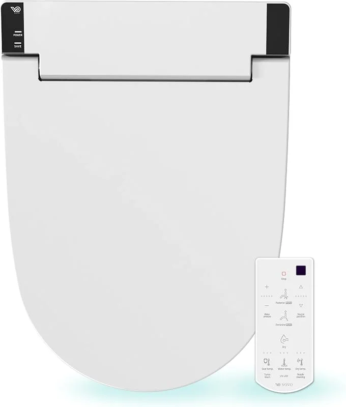VOVO STYLEMENT VB-6000SE Elektronisk bidésäte, Enkel installation, Uppvärmt saten, Varm torr och vatten, LED nattlampa, Ekovänlig Energibesparande, Självrengörande fullt rostfritt munstycke, Gjort i Korea, Avlånga - Vit — Smart belysning