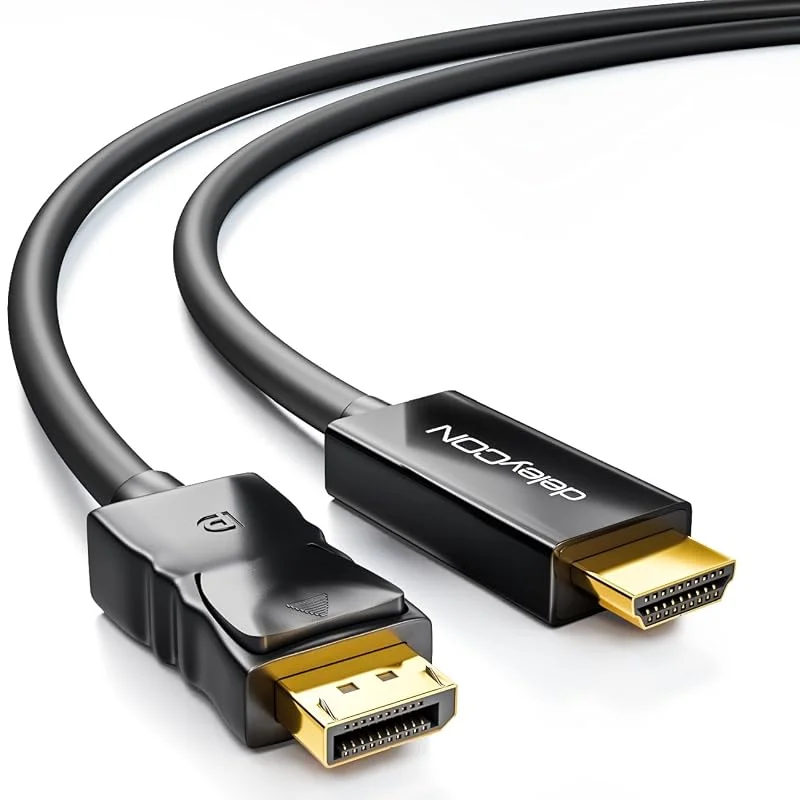 deleyCON 3, 0m DisplayPort till HDMI-Kabel 4K UHD FullHD 1080p - Svart — Laddning och kablar
