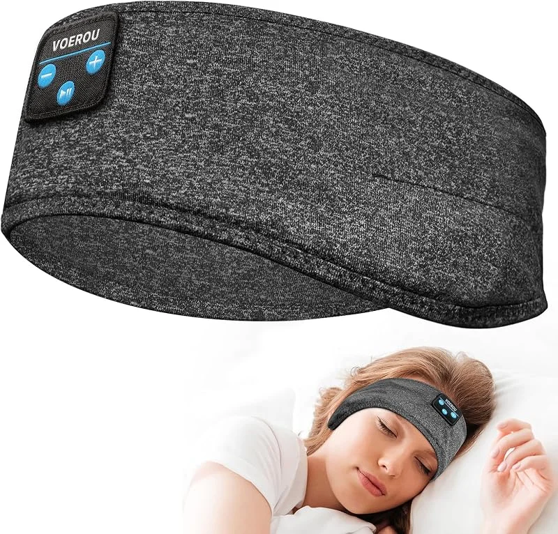 Voerou Sovhörlurar, Bluetooth-pannband, sovhörlurar med ultratunna högtalare för de som sover på sidan, pannband för sömn, löpning, träning, resor, yoga, sömnlöshet, meditation — Hörlurar och ljud