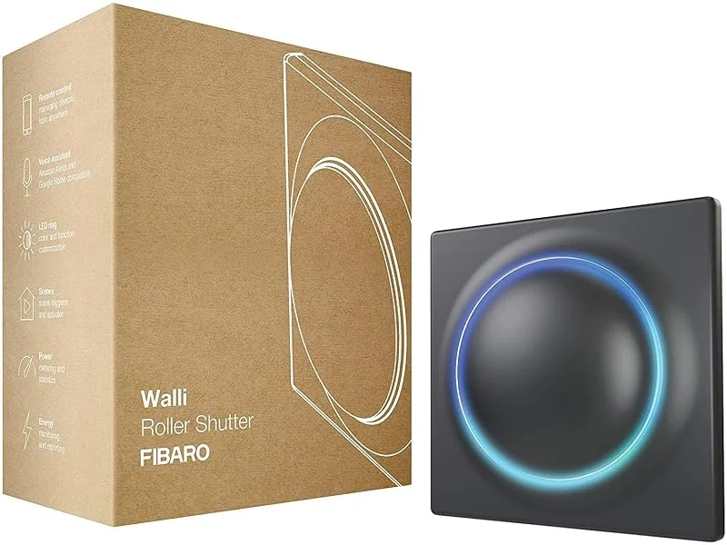 FIBARO Walli Dimmer, Z-Wave Plus ljusdimmer med LED-lock, antracit, FGWDEU-111-8 — Smarta hem