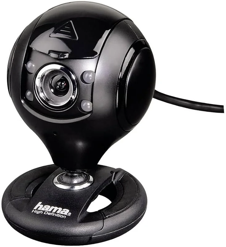 Hama HD Web-Cam med mikrofon (strömningskamera med lock, webbkamera för konferenser och möten på PC, bärbar dator och bärbar dator) svart — Datortillbehör