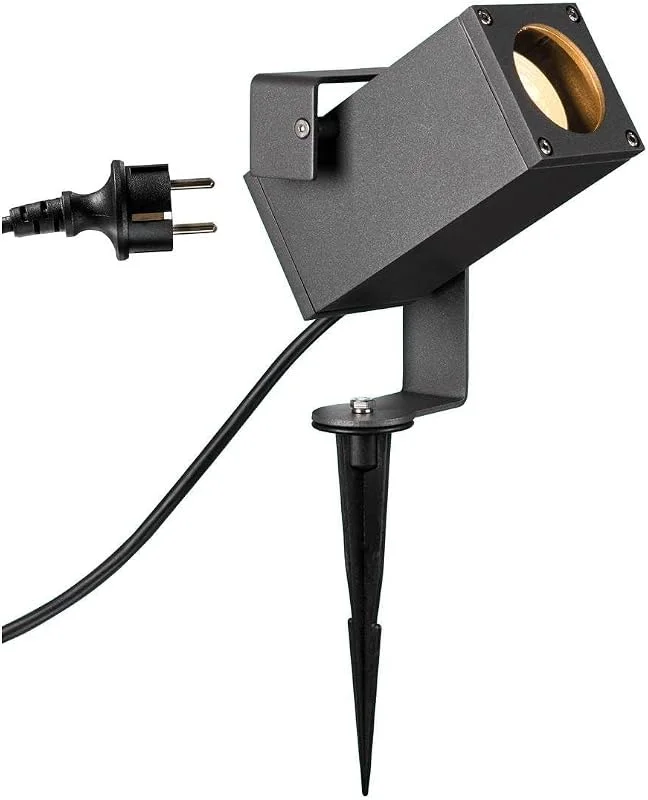 SLV Jordspett lampa TEO BRACKET SP QPAR51, utomhuslampa för belysning av trädgård, terrass, växter, vägar, damm, LED utomhuslampa, utomhusstrålkastare, GU10 IP65 antracit, 1004652 — Smart belysning