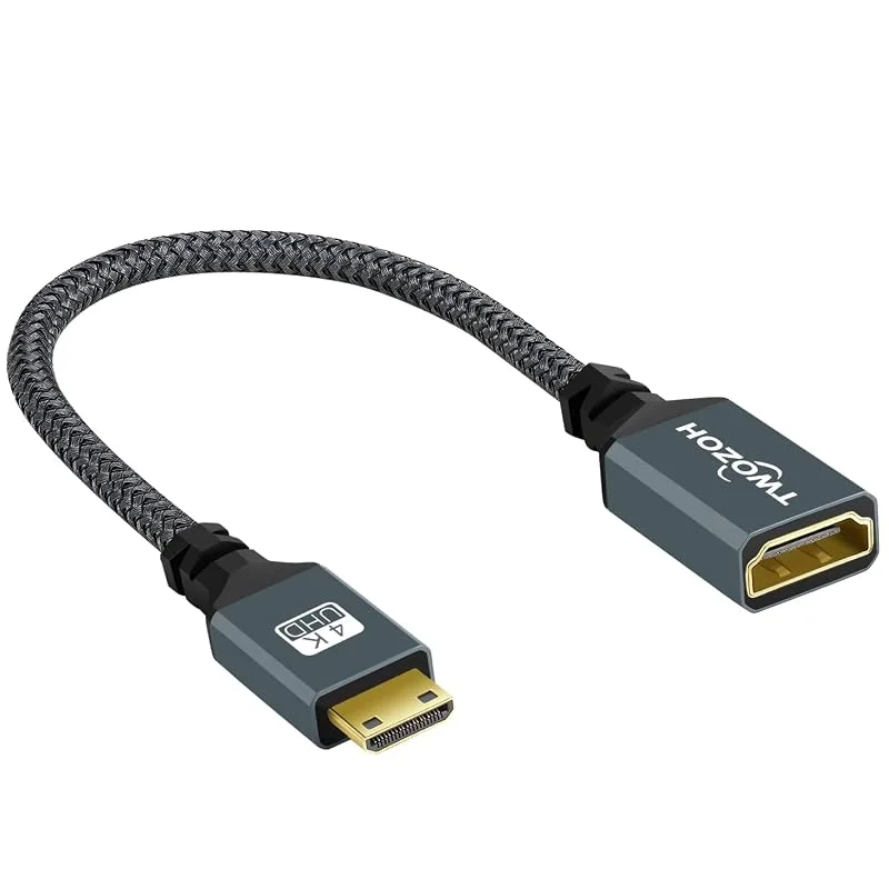 Mini HDMI till HDMI Adapter, Twozoh Mini HDMI Hane till full HDMI Hona Kabel Adapter stöder 1080P Full HD, 4K, 3D, för DSLR, kamera, videokamera, grafikkort, bärbar dator, surfplatta, HDTV, projektor — Portabel digital och ljud