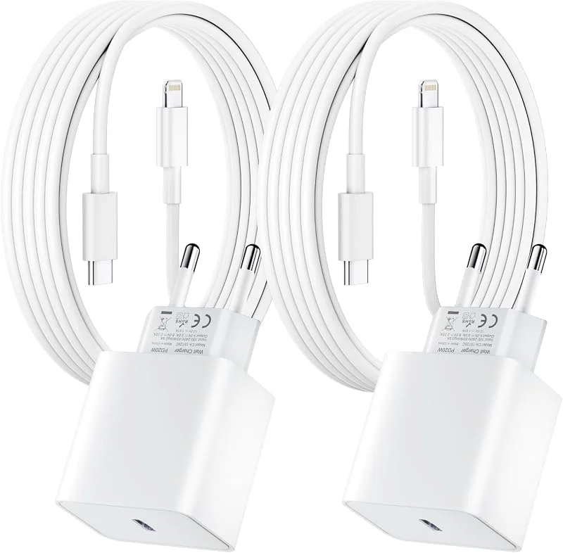 Paket med 2 för i .Phone snabbladdare, 20W PD USB-C strömuttag med 2m USB C till Lightning-kabel för i .Phone 14, 14 pro, 13, 13 Pro, 13 Pro Max, 13 Min — Mobil och surfplatta