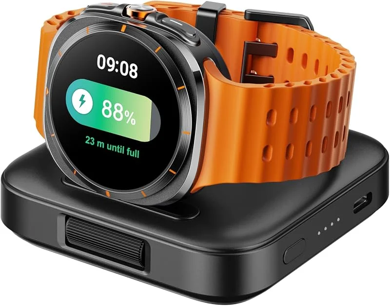 1800mAh Bärbar Trådlös Laddare för Samsung Galaxy Watch 8, 8 Classic, 7, Ultra — Mobil och surfplatta