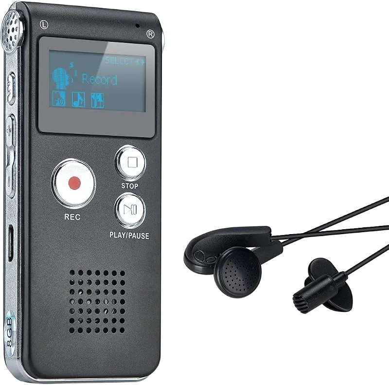 Bärbar digital röstinspelare Ljudinspelare Diktafon LCD-inspelare MP3-spelare-8 GB (svart) — Portabel digital och ljud