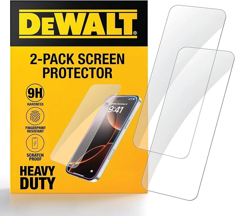 DEWALT Skärmskydd i glas för iPhone 15 Pro Apple kompatibelt skärmskydd i härdat glas lätt att installera skärmskydd för iPhone 15 Pro applikator ingår 2-pack — Mobil och surfplatta