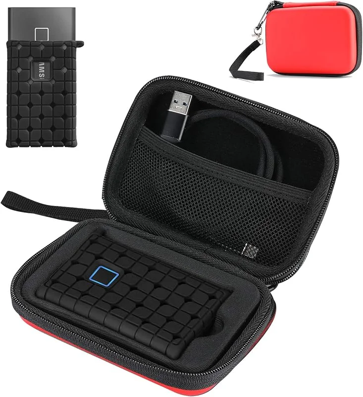 ProCase Stötdämpande Bärfodral + Silikonfodral för Samsung T7, T7 Touch Bärbar SSD Extern SSD-enhet (500 GB 1 TB 2 TB), Hårt skal Reseförvaringsorganisator – Röd — Hårvård