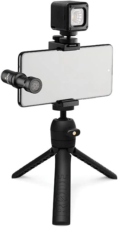 RØDE Vlogger Kit Komplett mobil filmmakingskit med högkvalitativ mikrofon, stativ, LED-lampa och tillbehör för innehållsskapande (USB-C Edition för smartphones med USB-C-anslutning) för innehållsskapande med en smartphone — Hörlurar och ljud