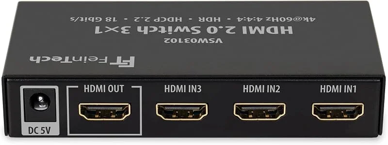 FeinTech VSW03102 HDMI-switch 3 x 1 automatisk växling 4K 60 Hz HDR CEC Ultra-HD — TV och streaming