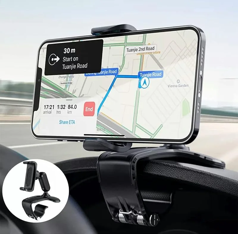 Orco instrumentbräda telefonhållare för bilklämma på bil telefonmontering 360 graders rotation justerbar bilvagga lämplig för smartphone 4 till 7 tum — Mobil och surfplatta