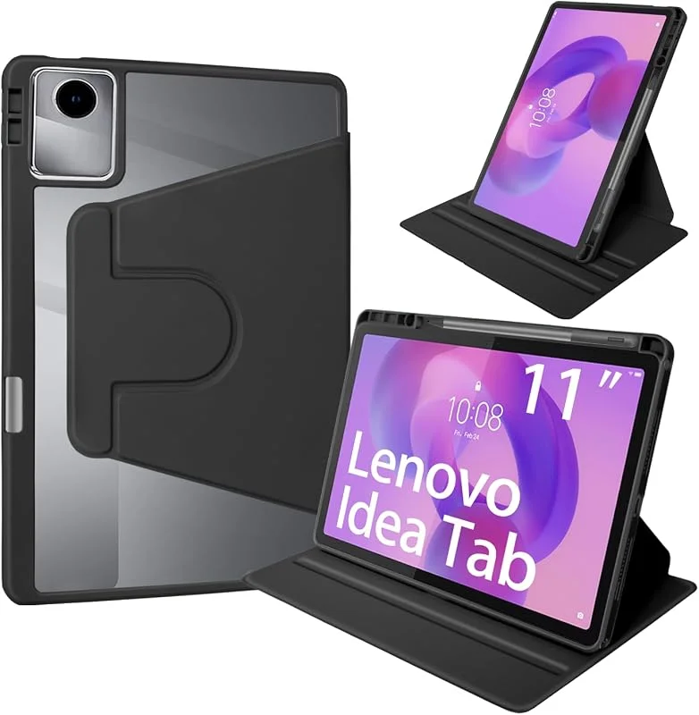 Fodral till Lenovo Idea Tab, roterbart skydd med pekskärmshållare surfplatta pad Lenovo Idea Tab 11 tum TB336FU, svart — Mobil och surfplatta